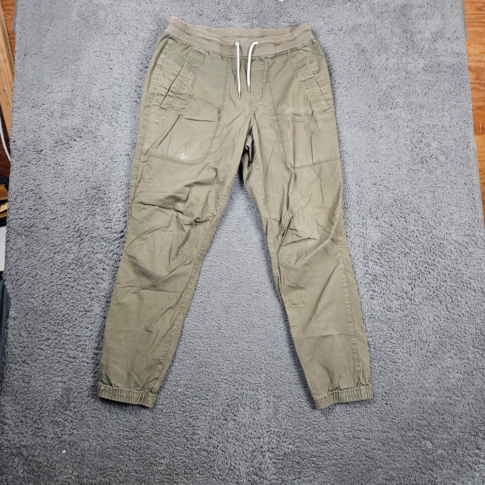 Vuori Mens 34x28 Trousers Pants Jogger Olive Green‎ Drawstring Elastic Holes